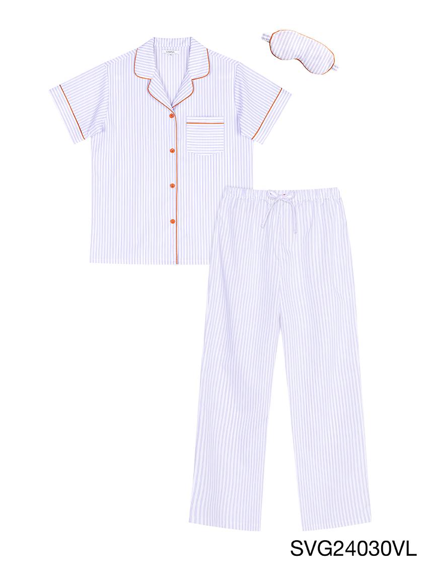 Sleepwear เซ็ตชุดนอน UNISEX เสื้อแขนสั้น กางเกงขายาว แถมฟรี ผ้าปิดตา