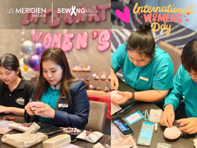 ซาบีน่าร่วมสนับสนุนโครงการ "เย็บเต้านมเทียม เพื่อผู้ป่วยมะเร็งเต้านม" มอบอุปกรณ์เย็บเต้านมเทียมแก่โรงแรม เลอ เมอริเดียน สุวรรณภูมิ กรุงเทพ กอล์ฟ รีสอร์ท แอนด์ สปา 