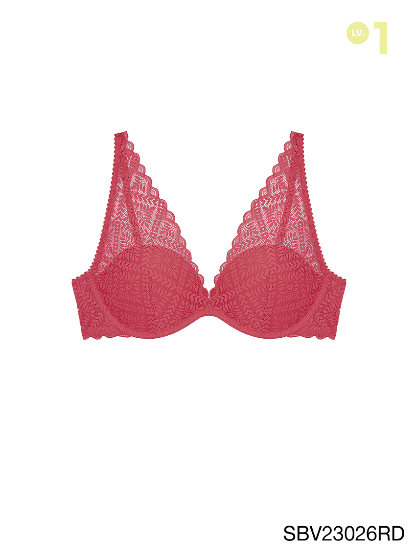 SABINA  Mad Moiselle Basic Lace Winter 23 Wired Bra Style No.SBV23026 -  Coral Red